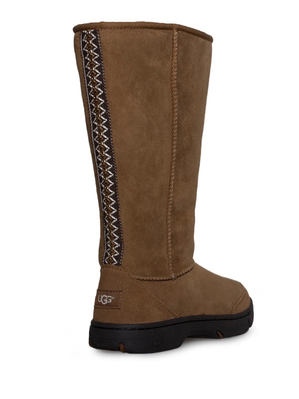 UGG | Women’s Tall Chestnut Suede Pull-On Boots w/ Aztec Design | 6W